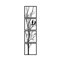 decoracion pared de metal arbol and birds s negro 30x30 cm 4 piezas