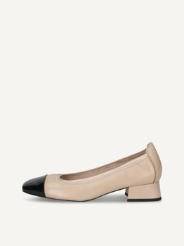 CAPRICE Pumps, beige, made of Leather with Trapeze heel, Size 40.5