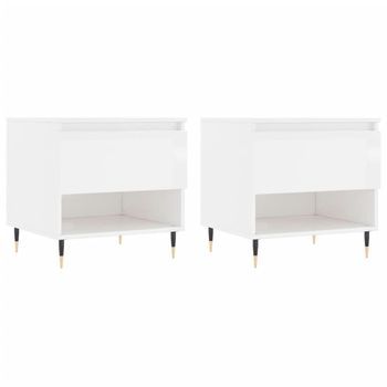 Mesas Centro 2 Uds Madera Ingeniería Blanco Brillo 50x46x50 Cm Vidaxl
