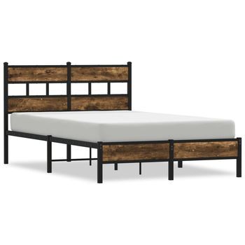 Cama De Matrimonio | Cama De Adulto | Estructura Cama Con Cabecero Sin Colchón Roble Sonoma 120x200cm