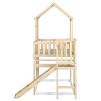 cama alta infantil de pino 90 x 200 cm con casita escalera y tobogan