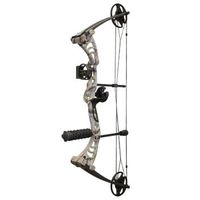 arco compuesto de poleas hellbow aurora regulable de 30 a 55 lbs y una apertura de 19 a 29 para diestros de color camuflaje con multiples accesorios