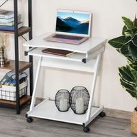 mesa de ordenador de melamina metal homcom 60x48x73 cm-blanco