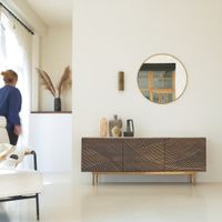 aparador de madera de mango macizo y terrazo de 180 cm