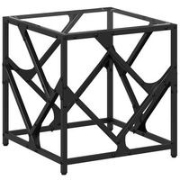 mesa de centro 40x40x41 cm madera tratada acero y vidrio - transparente
