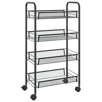 Carrito De Cocina，estantería De Cocina, Carrito De Servir 4 Niveles Hierro Negro 46x26x85 Cm