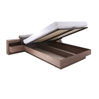 cama con canape renato 160x200 con somier y mesitas de noche con led en color nogal