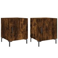 conjunto de 2 mesitas de noche con compartimento con puerta 40 x 40 x 50 cm madera contrachapada marron y hierro dec035115