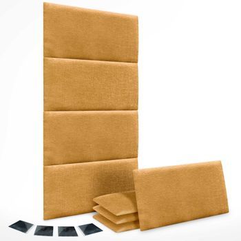 Dhome Juego De 8 Paneles Tapizados De Lana Ecológica Pack Autoadhesivos Para Pared Acústicos Absorbentes Protección (mostaza, 50x30cm, X8)