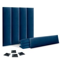 dhome juego de 8 paneles tapizados de terciopelo premium pack autoadhesivos para pared acusticos absorbentes proteccion impactos azul 60x20cm x8