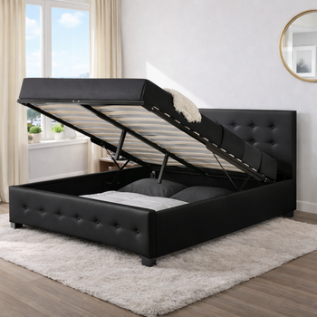 Cama Con Canapé Abatible 140 X 190 Cm Negro Newington