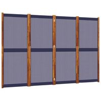 biombo separador de ambientes 4 paneles 280 x 180 cm azul textileno y madera dec030859