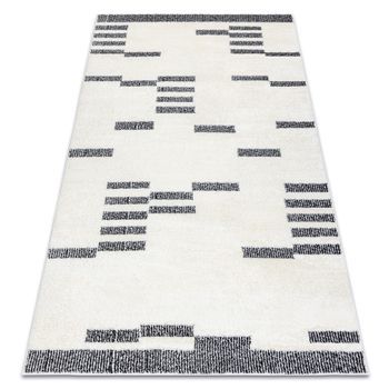 Alfombra Moderna Mode 8511 Geométrico Crema / Negro  80x150 Cm