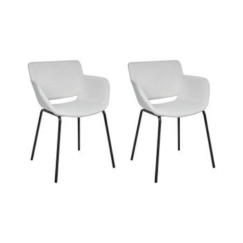 Conjunto De 2 Sillas De Comedor Elegantes Tapicería De Poliéster Patas De Metal Muebles De Comedor Gris Claro Axtel