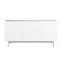 aparador de mdf y roble blanco satinado de 160 cm