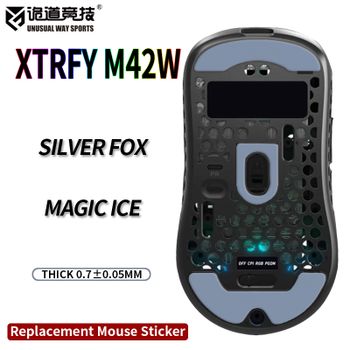 Patines de ratón inusualesWaySports pies Xtrfy M42 superficie curvada inalámbrica PTFE Anti colapso Magic Ice Silver Fox