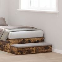 cajones para cama roble ahumado 75x365x165 cm madera ingenierizada v1315 unico  marron