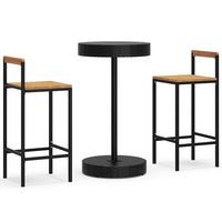 conjunto mesa bar y taburetes jardin 3 uds madera acacia ratan pe negro