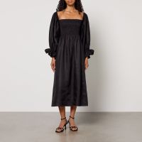 sleeper atlanta linen midi dress - m