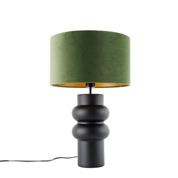 Lámpara de mesa terciopelo negro verde dorado 35 cm