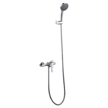 Set De Ducha Cromado En Latón Y Zama Con Tubo Metálico De 180 Cm Y Soporte Abs