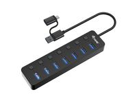 hub usb equip life 128965 7 puertos usb-a 32 gen1 con interruptor led 5v2a incluye adaptador a usb-c