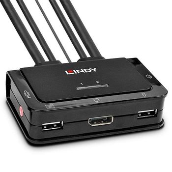 Interruptor KVM Lindy 2 Puertos DisplayPort 4K Ultra HD Montaje en Rack