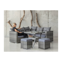 conjunto sofa rinconera 5 plazas con mesa y taburetes