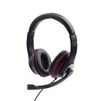 auriculares estereo gembird color negro con aro rojo