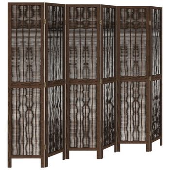 Biombo Separador De 6 Paneles Madera Paulownia Marrón Oscuro Vidaxl