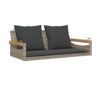 vidaxl banco columpio con cojines ratan sintetico gris 109x62x40 cm
