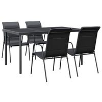 juego de comedor para jardin 5 piezas  mueble de jardin acero y textilene negro