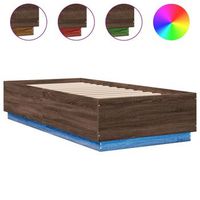 cama para adulto  cama individual  estructura cama con luces led madera marron roble 100x200 cm