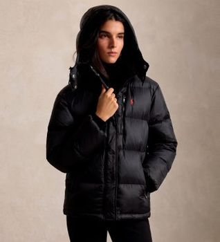 Polo Ralph Lauren para mujer. 211932183002 Chaqueta de plumón acolchada hidrófuga negro (S), Casual, Sostenible, Nylon reciclado