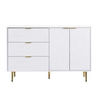 Aparador de mdf blanco y dorado 120x38x80,5 cm