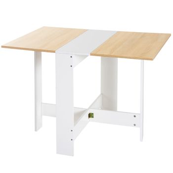 Mesa plegable cocina 103x76x73,5cm roble y blanco