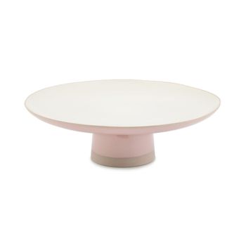 Soporte para tartas Showstopper cerámica de gres redonda blanca y rosa