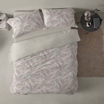 Funda Nórdica 50% Algodón Diseño Tropical Greige 150 X 190/200 Cm - Greige - Burrito Blanco