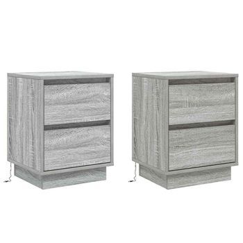 Armario De Noche 2 Uds. Gris 39 X 34,5 X 50 Cm Vidaxl