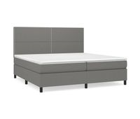 cama box spring con colchon tela gris oscuro 200x200 cm liso con clavos