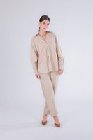 blusa oversize con pliegue delantero sand