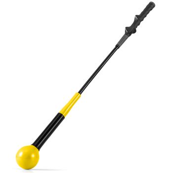 Costway Ayuda para Entrenamiento del Swing de Golf Palo de Práctica con Cabeza Pesada para Agarre Ritmo Flexibilidad Equilibrio Exterior Amarillo
