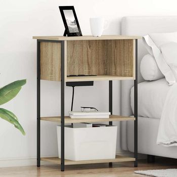 Armario De Noche - Dormitorio - Madera De Ingeniería Y Acero - Roble Sonoma (55x31x76cm)