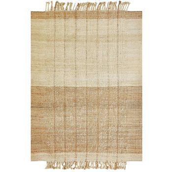 Alfombra De Yute Beige Claro 160 X 230 Cm Hecho A Mano Borlas Dormitorio Karkin