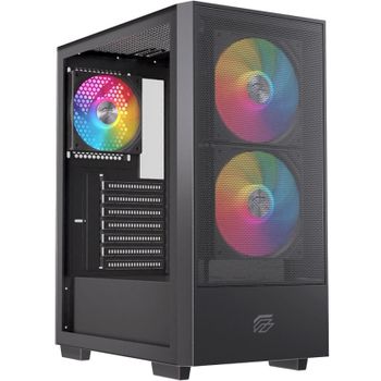 Caja PC Einarex Pulse P100 RGB Negro Panel Vidrio, Soporta 6 Ventiladores, RL 360mm