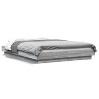 estructura cama con luces led madera gris sonoma 140x190 cm vidaxl