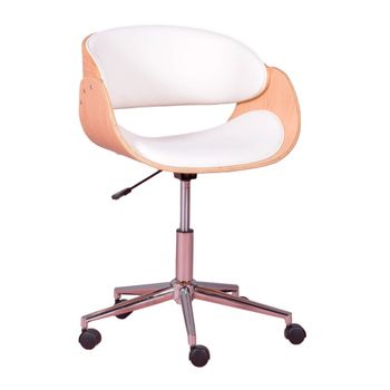 Sillón de escritorio nórdica de madera clara, blanco