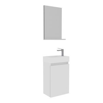 Conjunto De Mueble Con Lavabo Y Espejo (2 Piezas)  - 45 X 26 X 75 Cm - Blanco