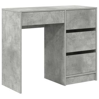 Escritorio | Mesa De Trabajo Gris Concreto 90 X 37.5 X 75 Cm Madera De Ingeniería