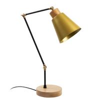 lampara de mesa manavgat-n-593 oro metal madera diametro 14x52 cm